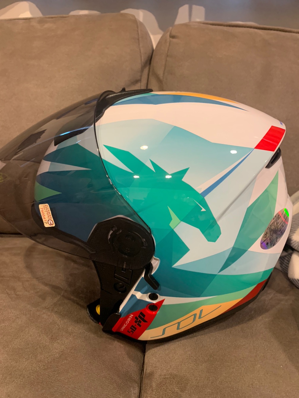 SOL】SO-XP 獨角獸白/綠3/4罩式開放式安全帽(內襯│半罩│加長型鏡片│內藏墨鏡) - momo購物網- 好評推薦-2026年1月