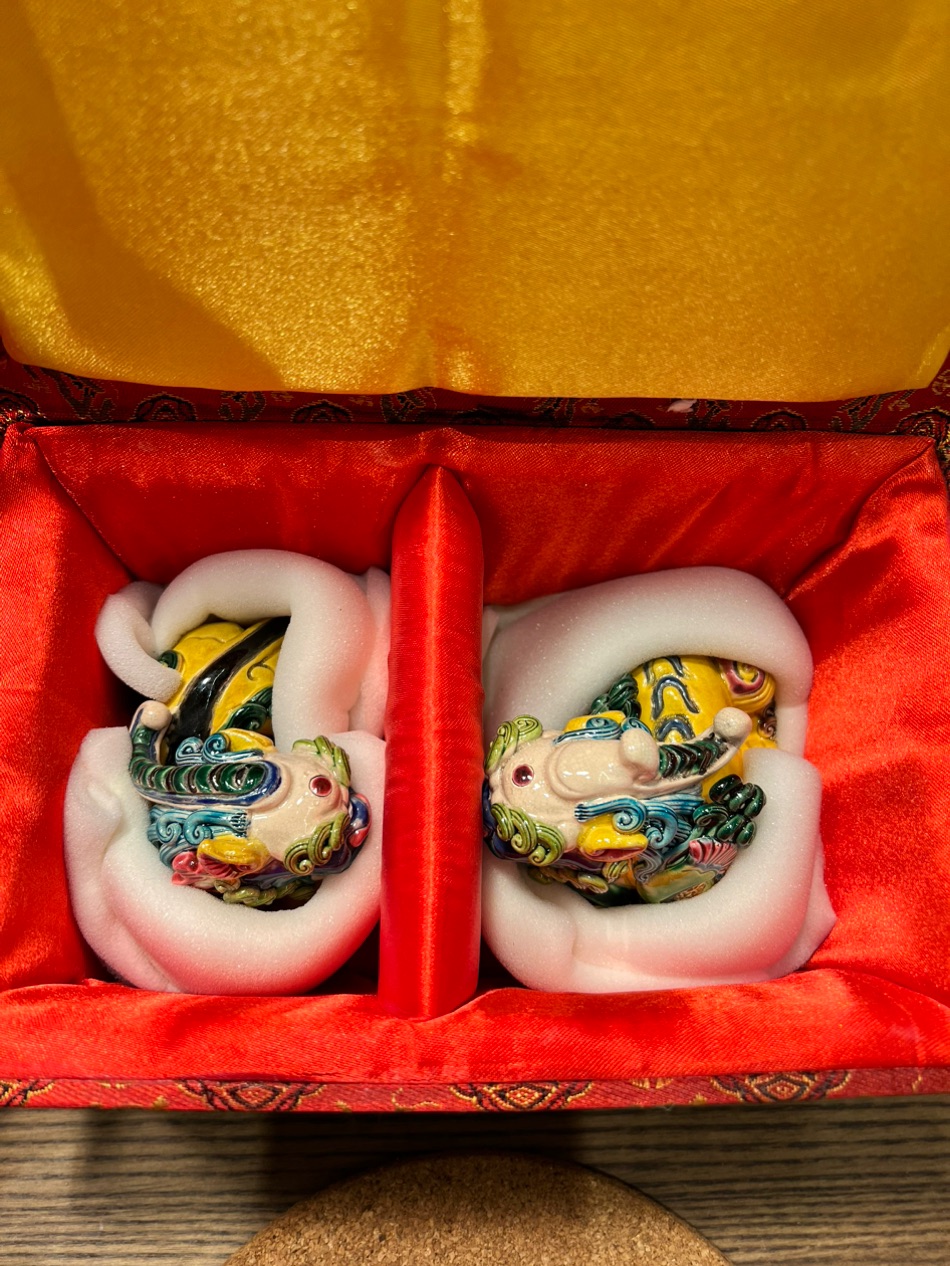 開運方程式】台灣交趾陶辟邪聚財神獸元寶貔貅一對(名師監製NO.889 開運